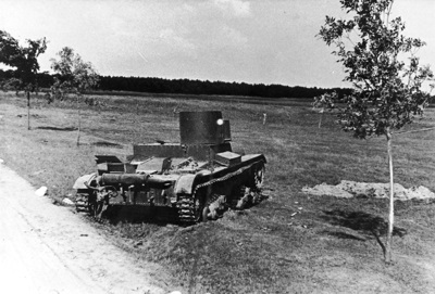 Destroyed Soviet flamethrower tank
